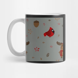 Moose and Cardinal Woodland Pattern Mug